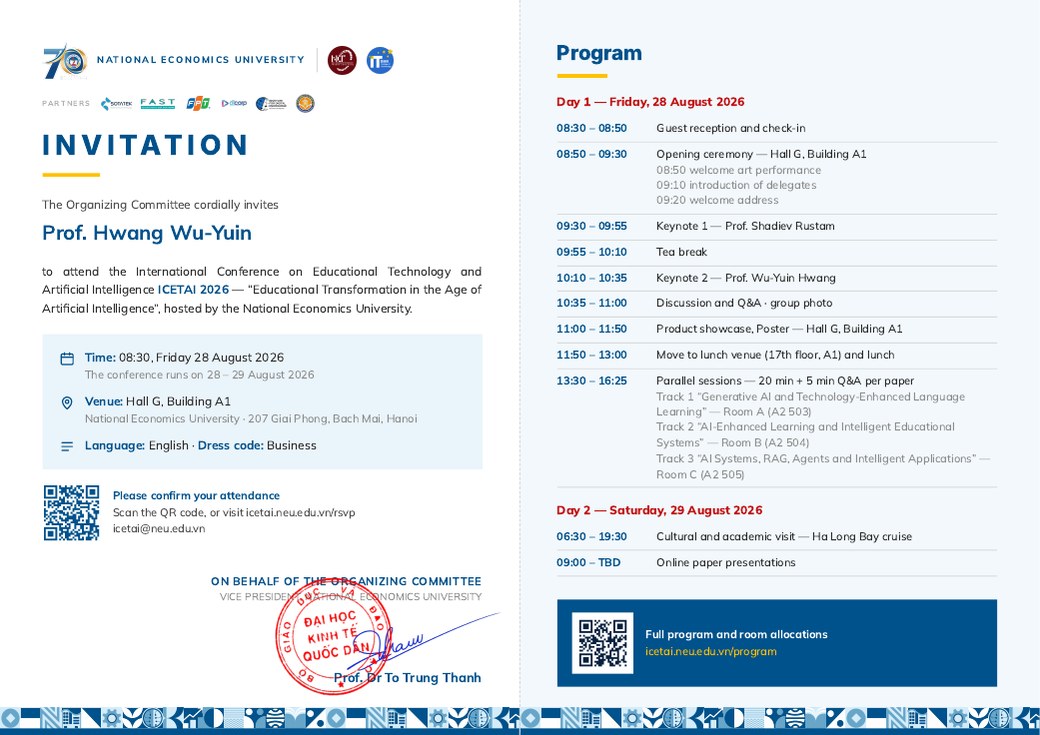 Invitation — inner spread — ICETAI 2026
