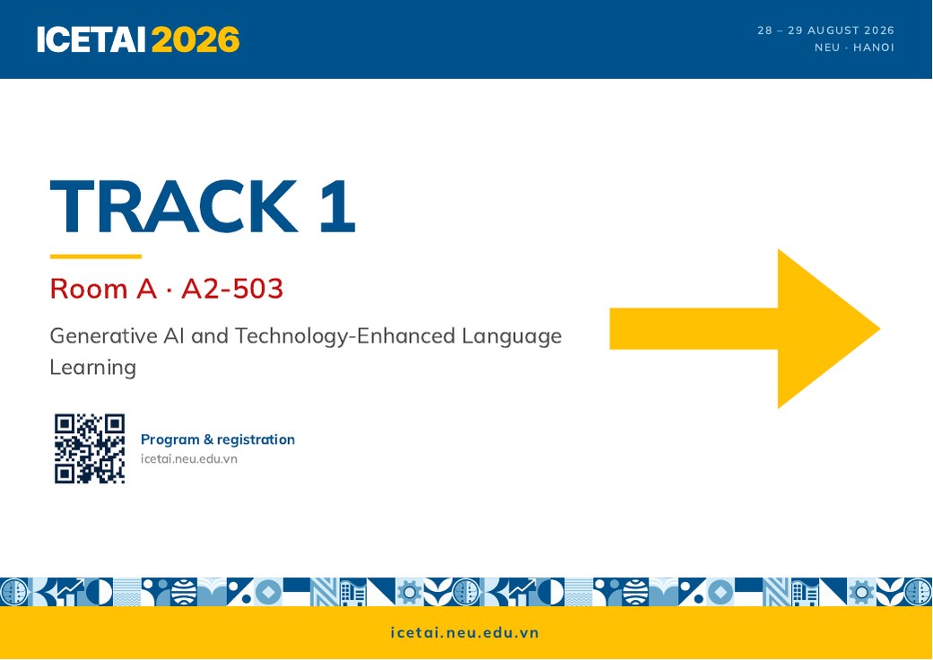 Directional sign — session rooms — ICETAI 2026