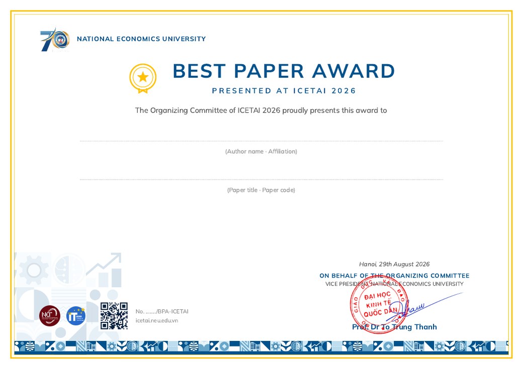 Best paper award — ICETAI 2026