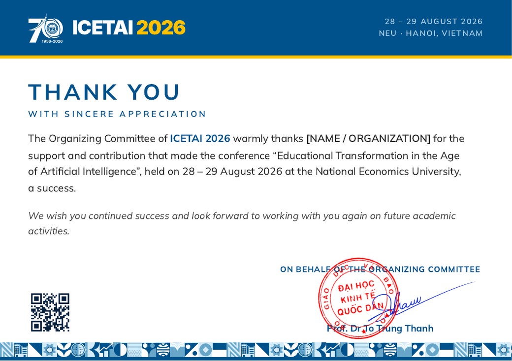 Thank-you card — ICETAI 2026
