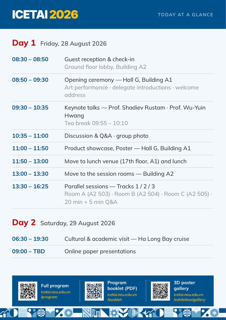 Agenda board — ICETAI 2026