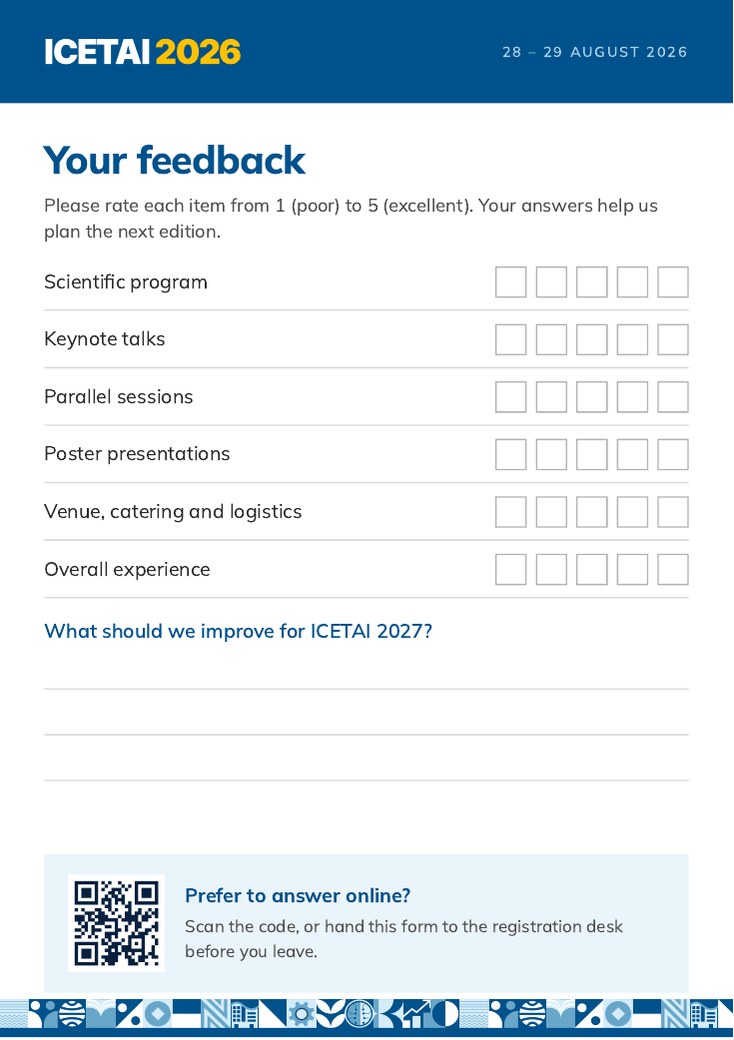 Feedback form — ICETAI 2026